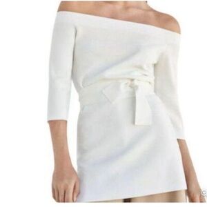 Massimo Dutti Cream Knit Top off-shoulder